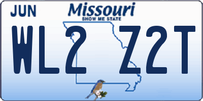 MO license plate WL2Z2T