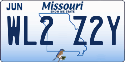 MO license plate WL2Z2Y