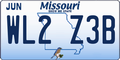 MO license plate WL2Z3B