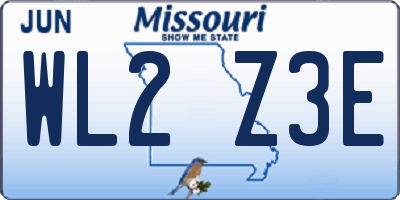 MO license plate WL2Z3E