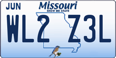 MO license plate WL2Z3L