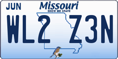 MO license plate WL2Z3N