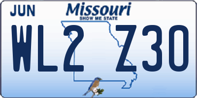 MO license plate WL2Z3O