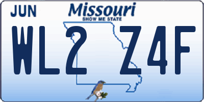 MO license plate WL2Z4F