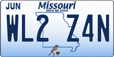 MO license plate WL2Z4N