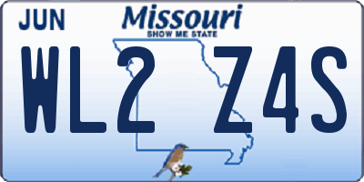 MO license plate WL2Z4S