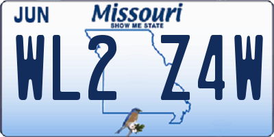 MO license plate WL2Z4W