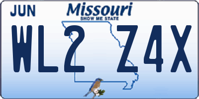MO license plate WL2Z4X