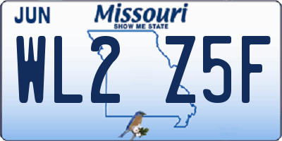 MO license plate WL2Z5F