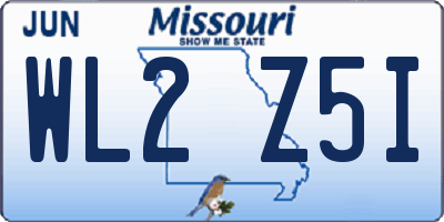 MO license plate WL2Z5I