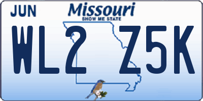 MO license plate WL2Z5K