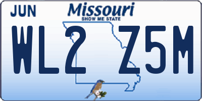 MO license plate WL2Z5M