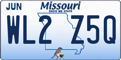 MO license plate WL2Z5Q