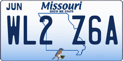 MO license plate WL2Z6A