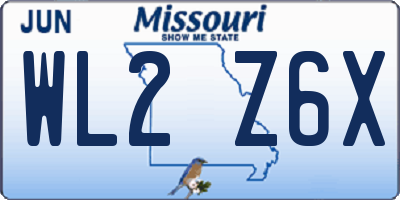 MO license plate WL2Z6X