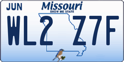 MO license plate WL2Z7F