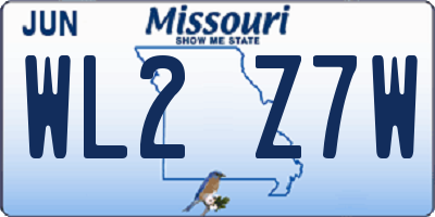 MO license plate WL2Z7W