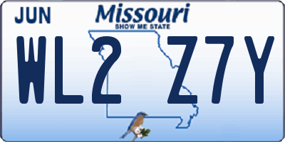 MO license plate WL2Z7Y