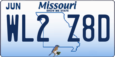 MO license plate WL2Z8D