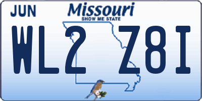 MO license plate WL2Z8I