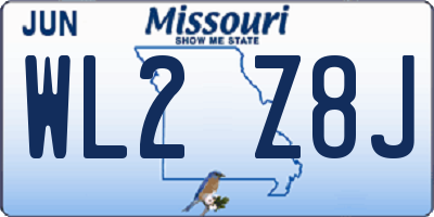 MO license plate WL2Z8J