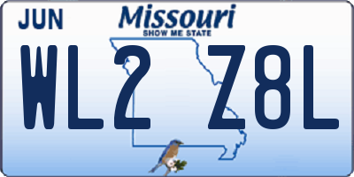MO license plate WL2Z8L