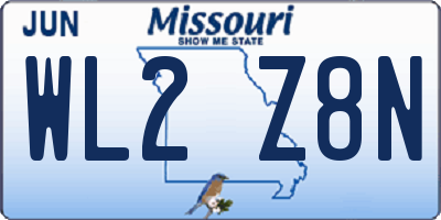 MO license plate WL2Z8N