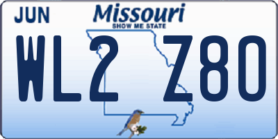 MO license plate WL2Z8O