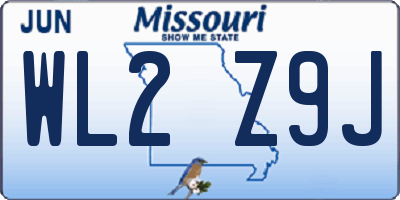 MO license plate WL2Z9J
