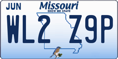 MO license plate WL2Z9P