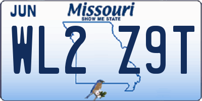 MO license plate WL2Z9T