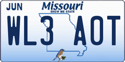 MO license plate WL3A0T