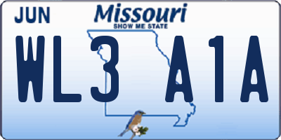 MO license plate WL3A1A