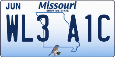 MO license plate WL3A1C