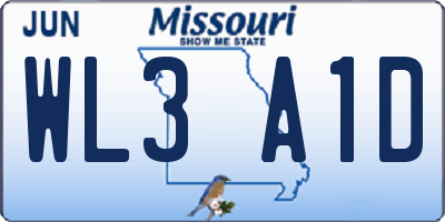 MO license plate WL3A1D