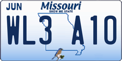 MO license plate WL3A1O