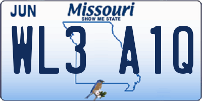 MO license plate WL3A1Q