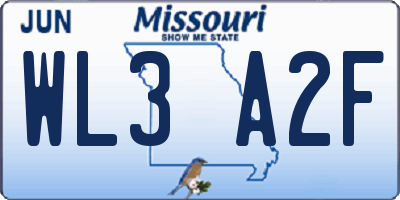 MO license plate WL3A2F