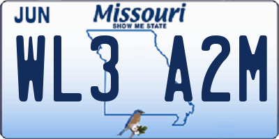 MO license plate WL3A2M