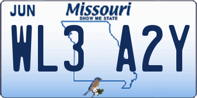 MO license plate WL3A2Y