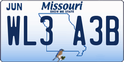 MO license plate WL3A3B