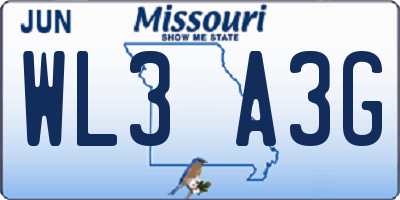 MO license plate WL3A3G