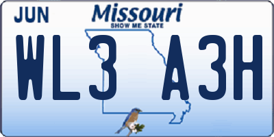 MO license plate WL3A3H