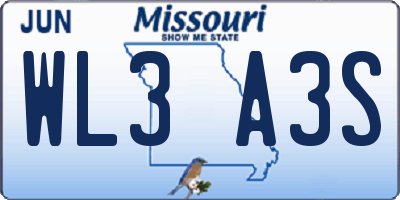 MO license plate WL3A3S