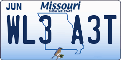 MO license plate WL3A3T