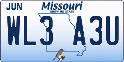 MO license plate WL3A3U