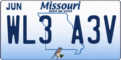 MO license plate WL3A3V