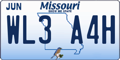 MO license plate WL3A4H