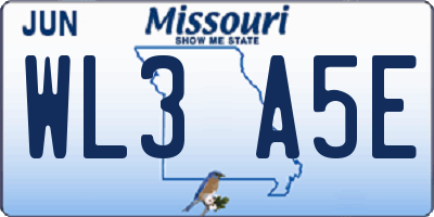 MO license plate WL3A5E