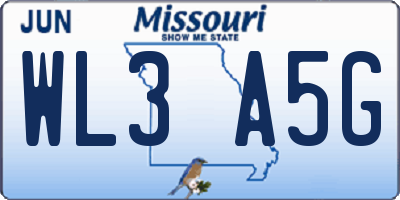 MO license plate WL3A5G